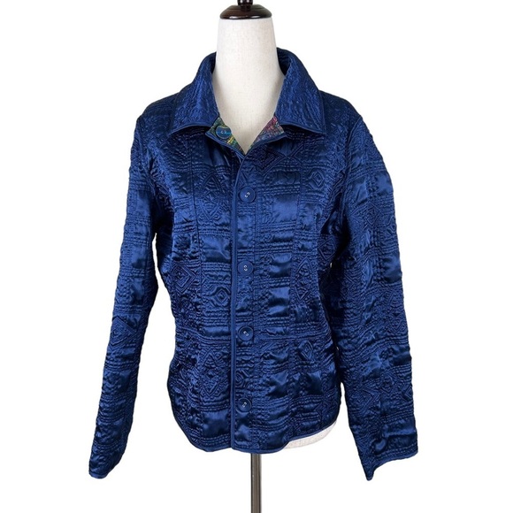 Chicos Quilted Button Up Reversible Lightweight Jacket - Picture 5 of 13